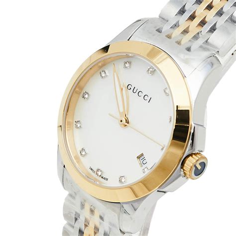 gucci interlocking mother of pearl dial ladies watch|ya126513.